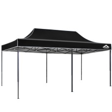 Instahut 3x6m Gazebo Pop Up Marquee, 500D Oxford Tent with Base Pods, UV & Water Resistant, Black Outdoor Event Shelter