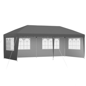 Instahut 3x6m Grey Gazebo: UV-Resistant, Waterproof Pop-Up Marquee for Weddings, Camping, Events - Easy Setup & Carry