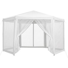 Instahut 2x2m Hexagonal Gazebo Marquee Navy with Mesh Walls UV Resistant Polyester Roof and Steel Frame