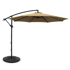 Instahut 3m Beige Cantilever Umbrella with Base - UV50+ Water-Resistant Polyester Canopy & Sturdy Steel Frame Instahut 3m Beige Cantilever Umbrella with Base - UV50+ Water-Resistant Polyester Canopy & Sturdy Steel Frame