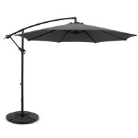 Instahut 3m Charcoal Outdoor Umbrella w/Base - UV50+ Water-Resistant Polyester Canopy, Steel Frame, Portable Design