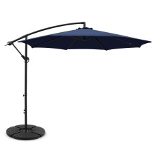 Instahut 3m Navy Cantilever Outdoor Umbrella with Base, UV50+ Water-Resistant Polyester Canopy, for Garden & Beach Instahut 3m Navy Cantilever Outdoor Umbrella with Base, UV50+ Water-Resistant Polyester Canopy, for Garden & Beach