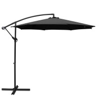 Instahut 3m Cantilever Outdoor Umbrella - UV50+ Black Polyester Canopy, Steel Frame for Garden & Beach