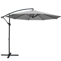 Instahut 3m Cantilever Outdoor Umbrella, Grey UV50+ Polyester Canopy, Steel Frame for Garden, Beach, Patio Shade