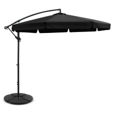 Instahut 3m Cantilever Outdoor Umbrella with Base - UV50+ Black Polyester Canopy, Steel Frame, Water-Resistant Instahut 3m Cantilever Outdoor Umbrella with Base - UV50+ Black Polyester Canopy, Steel Frame, Water-Resistant
