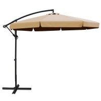Instahut 3m Beige Cantilever Outdoor Umbrella, UV50+ Water-Resistant Polyester Canopy, Steel Frame for Garden & Beach
