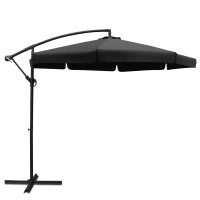 Instahut 3m Cantilever Outdoor Umbrella - Black, UV50+ Polyester, Steel Frame, for Garden, Patio, Beach, 1-Year Warranty