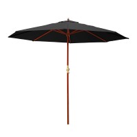 Instahut 3m Outdoor Umbrella Black, Wooden Pole, UV50+ Water-Resistant Beach Garden Patio Sun Shade Canopy