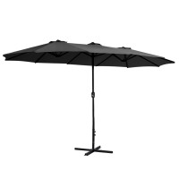 Instahut 4.57m UV50+ Black Outdoor Umbrella - Dodecagon Canopy, Steel Frame, Water-Resistant for Garden & Beach