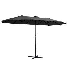 Instahut 4.57m UV50+ Black Outdoor Umbrella - Dodecagon Canopy, Steel Frame, Water-Resistant for Garden & Beach