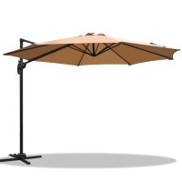 Instahut 3m Cantilever Outdoor Umbrella with 360° Tilt, UV50+ Beige Canopy, Durable Steel Frame, Water-Resistant Fabric
