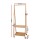 Artiss Bamboo Clothes Rack Airer Coat Stand with Wheels - 2-Tier Shelves, 4 Hooks, 165x59cm, Mould-Resistant Finish