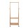 Artiss Bamboo Clothes Rack Airer Coat Stand with Wheels - 2-Tier Shelves, 4 Hooks, 165x59cm, Mould-Resistant Finish