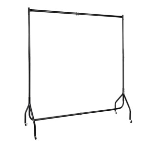 Artiss 6FT Black Metal Clothes Rack Airer Coat Stand with Wheels - Sturdy, Anti-Slip, Rust-Resistant, 60kg Capacity