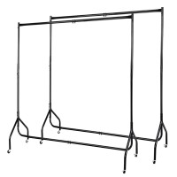 Unbranded Artiss 2X 6FT Black Metal Clothes Rack with Wheels, Anti-Slip Design, 60kg Capacity, Easy Assembly
