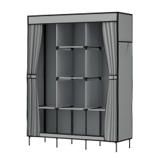 Artiss Large Portable Clothes Closet Wardrobe, Metal Frame, Non-Woven Fabric, Grey, 124x42x173 cm, DIY Assembly