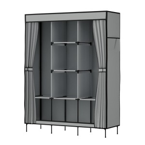 Artiss Large Portable Clothes Closet Wardrobe, Metal Frame, Non-Woven Fabric, Grey, 124x42x173 cm, DIY Assembly