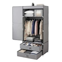 Artiss Large Portable Clothes Closet Wardrobe Grey Magnetic Door Powder Coated Metal Frame 1 Rod 2 Drawers Artiss Large Portable Clothes Closet Wardrobe Grey Magnetic Door Powder Coated Metal Frame 1 Rod 2 Drawers