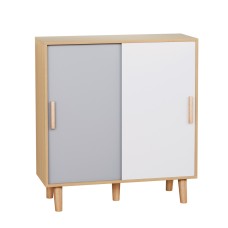 Artiss Shoe Cabinet MDF Rubberwood 90x34x97cm White Grey Pine 30 Pairs Sliding Doors Organiser Stylish Entryway