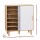Artiss Shoe Cabinet MDF Rubberwood 90x34x97cm White Grey Pine 30 Pairs Sliding Doors Organiser Stylish Entryway