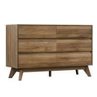 Artiss Chest of Drawers, High-Density Particle Board, 120x40x75cm, Walnut, Contemporary Design, 6 Spacious Drawers