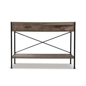 Artiss Console Table 2 Drawers Walnut Marconi 100cm Rustic Hallway Entryway Table, Particle Board, Metal Legs, Shelf