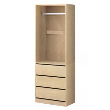 Artiss Pine Wardrobe Organiser: 3 Drawers, Metal Hanging Rail, 15mm Particle Board, Compact 60x48x185cm Design