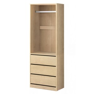 Artiss Pine Wardrobe Organiser: 3 Drawers, Metal Hanging Rail, 15mm Particle Board, Compact 60x48x185cm Design