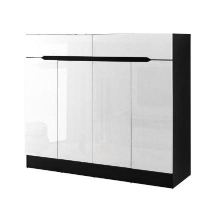 Artiss Shoe Rack Cabinet Storage, White, 120cm w/ Drawer – Adjustable Shelves, High-Gloss Front, Holds 24 Pairs