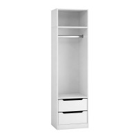 Artiss White Slim Wardrobe 2 Drawers with Hanging Rod 50.5 x 40 x 185cm Space Saving Storage Solution