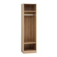 Artiss Pine Wardrobe Closet 185cm Slim Clothes Storage with Metal Hanging Rod Two Open Shelves Melamine