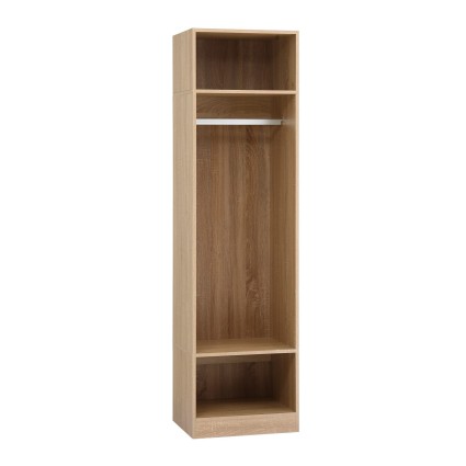 Artiss Pine Wardrobe Closet 185cm Slim Clothes Storage with Metal Hanging Rod Two Open Shelves Melamine
