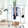 Artiss Double Rail Clothes Rack Airer - Adjustable Metal Coat Stand with Lockable Wheels, 60kg Capacity, Silver