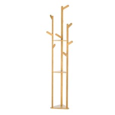 Artiss Bamboo Clothes Rack Coat Stand with 9 Hooks, 3-Tier Tree Design, 36x36x165cm, Anti-Slip, Easy Assembly