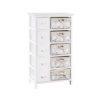 Artiss 5-Drawer Storage Cabinet, Paulownia Wood, 47x30x82cm, White, Rustic Chic Design, No Assembly Needed