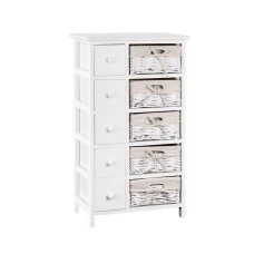 Artiss 5-Drawer Storage Cabinet, Paulownia Wood, 47x30x82cm, White, Rustic Chic Design, No Assembly Needed