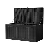 Gardeon 830L Outdoor Storage Box & Bench - Weather-Resistant, All Black, Lockable, 2-in-1 Design, Easy Assembly