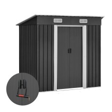 Giantz 1.94x1.21M Metal Garden Shed - Galvanised Steel, Sliding Doors, Ventilated, Weatherproof Outdoor Storage