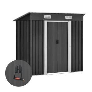 Giantz 1.94x1.21M Metal Garden Shed - Galvanised Steel, Sliding Doors, Ventilated, Weatherproof Outdoor Storage