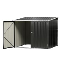 Giantz Metal Garden Shed 2.06x1.96M Outdoor Storage, Galvanised Steel, Lockable Double Doors, Weatherproof Black