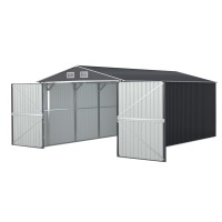 Giantz Garden Shed Outdoor Storage 3x5.38M Galvanised Steel Tool Workshop House with Lockable Door, Vents, Grey