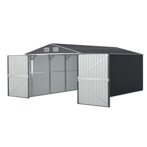 Giantz Garden Shed Outdoor Storage 3x5.38M Galvanised Steel Tool Workshop House with Lockable Door, Vents, Grey