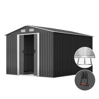 Giantz 2.6x3.9M Metal Garden Shed w/ Sliding Door & Vents, Galvanised Steel, Weatherproof Outdoor Storage Workshop
