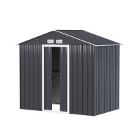 Giantz Garden Shed Outdoor Storage 2.15x1.3M, Galvanised Steel, Sliding Doors, Vents, Lock, Weatherproof, Grey