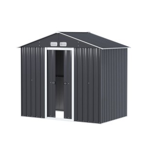 Giantz Garden Shed Outdoor Storage 2.15x1.3M, Galvanised Steel, Sliding Doors, Vents, Lock, Weatherproof, Grey