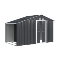 Giantz Garden Shed 3.22x1.96M Outdoor Storage, Galvanised Steel, Double Sliding Doors, Lock, Vents, Grey
