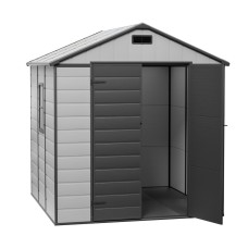 Giantz Garden Shed 2.15x2.14M Outdoor Storage, Steel Reinforced Polypropylene, Lockable, Vents, Grey/Black Giantz Garden Shed 2.15x2.14M Outdoor Storage, Steel Reinforced Polypropylene, Lockable, Vents, Grey/Black