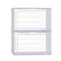 Artiss Stackable Shoe Box Set of 2 - Magnetic Door, PP Plastic, 2.5kg Capacity, 36x29x22cm, Easy Assembly, 1