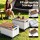 Gardeon 54L Collapsible Outdoor Storage Box with Wheels, Plywood Lid, Beige - Portable Folding Camping Organiser