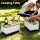 Gardeon 54L Collapsible Outdoor Storage Box with Wheels, Plywood Lid, Beige - Portable Folding Camping Organiser